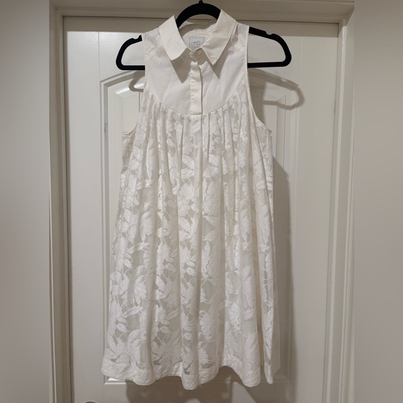 Anthropologie HD in Paris Ivory Lace Poplin Swing Trapeze Dress NWT Size Small - Picture 4 of 13